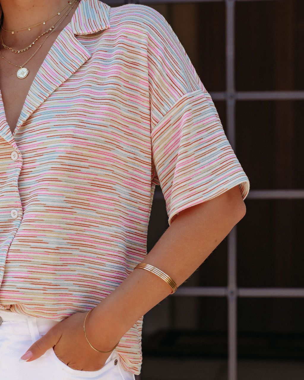 Colors Of The Wind Multicolored Button Down Top - FINAL SALE sold by Vici product image thumbnail 4