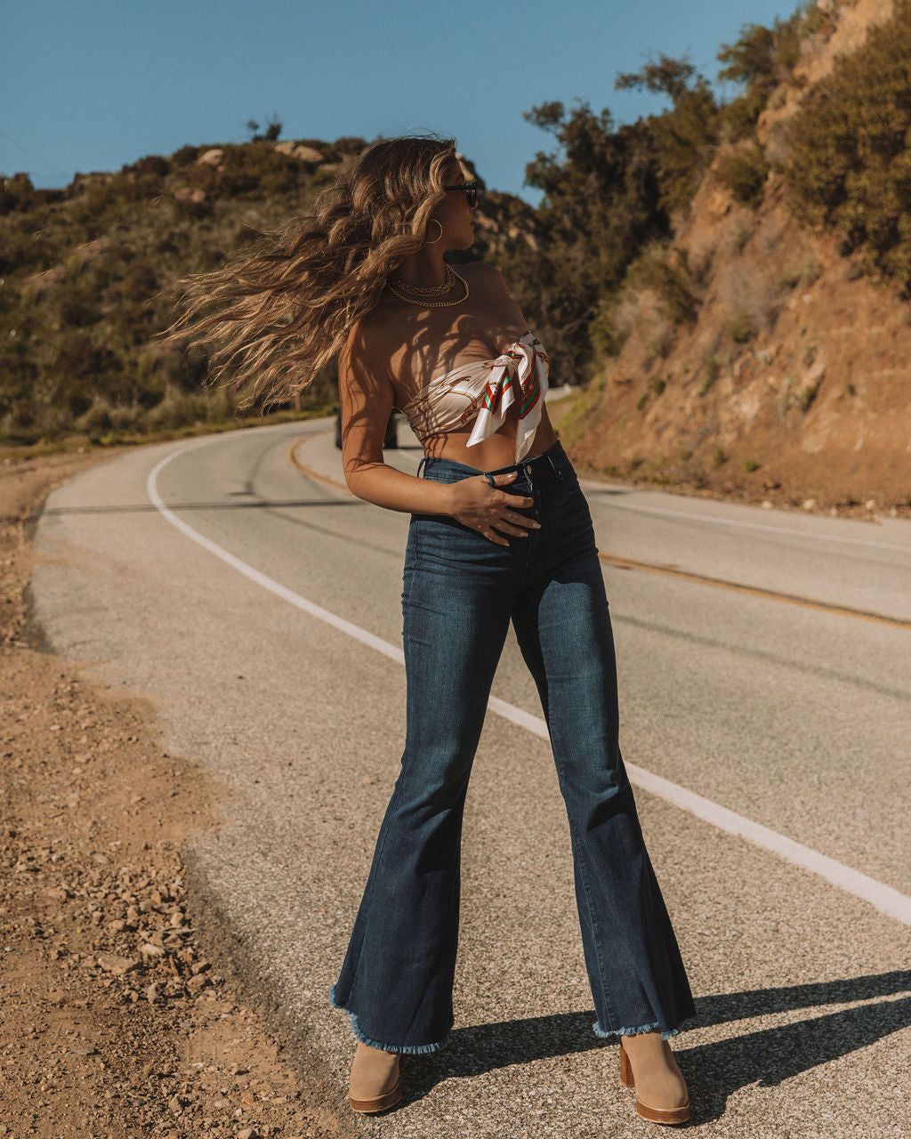 Astrid High Rise Stretch Flare Jeans sold by Vici