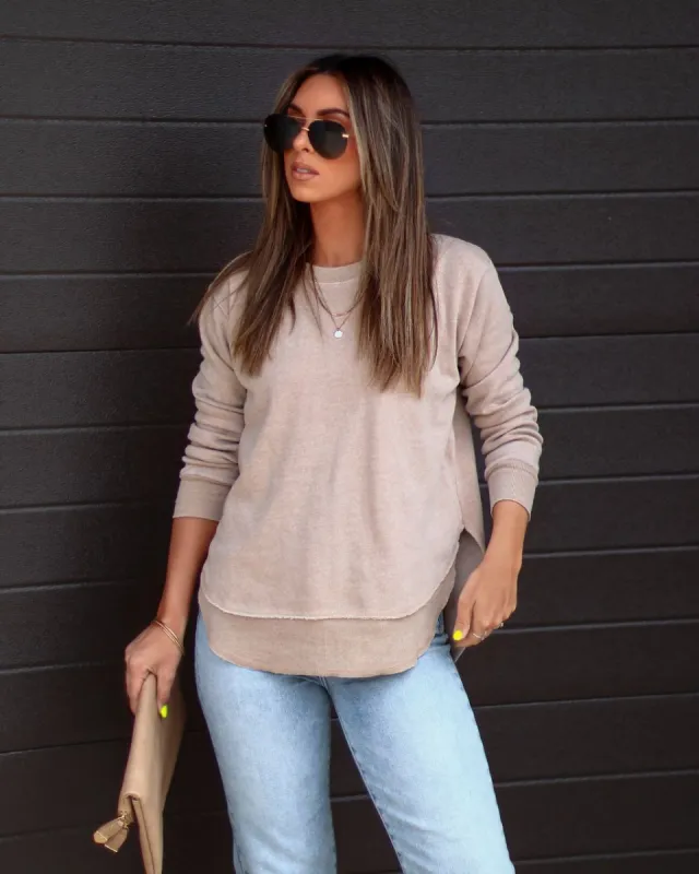 Al Fresco Cotton Blend Knit Pullover - Sand - SALE sold by Vici