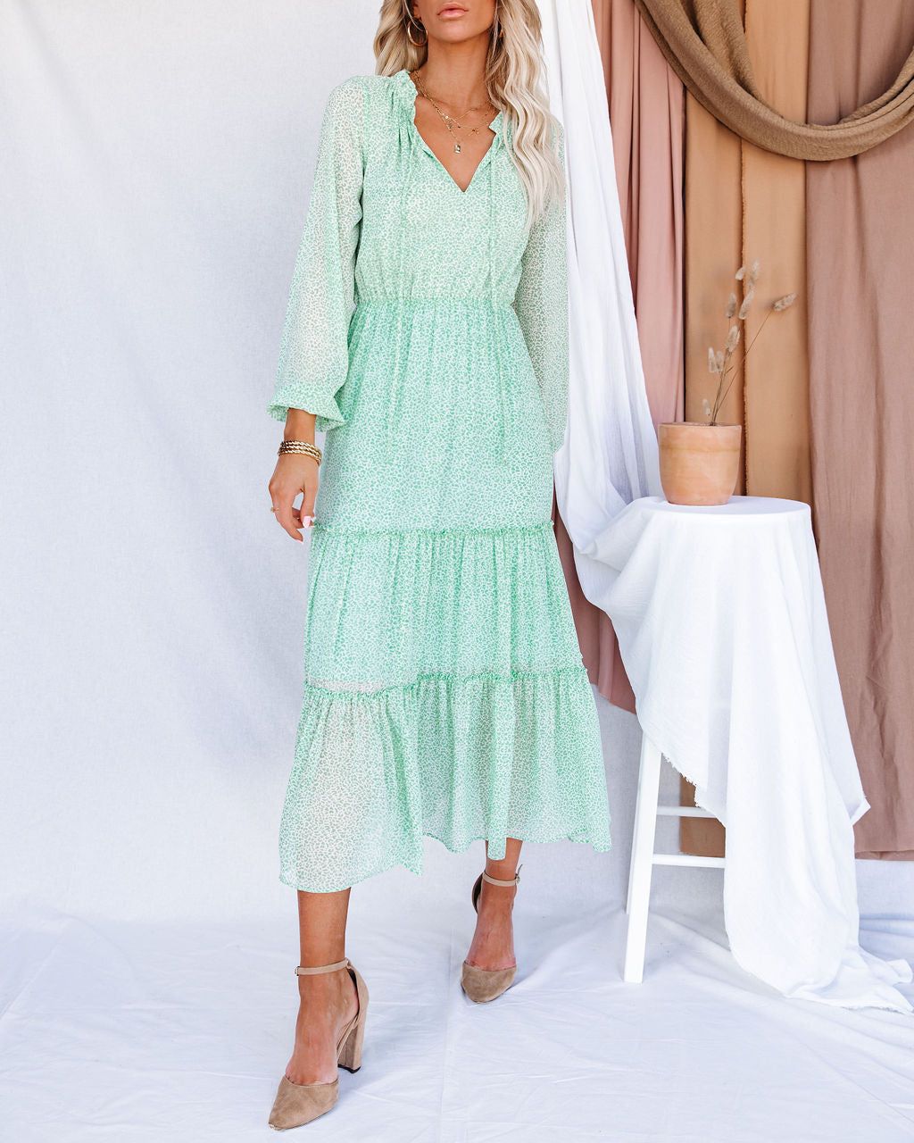 Trinket Leopard Tiered Midi Dress - FINAL SALE sold by Vici product image thumbnail 6