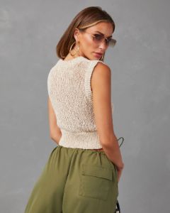 Gianni Sleeveless Sweater Knit Tank - Cream - SALE sold by Vici