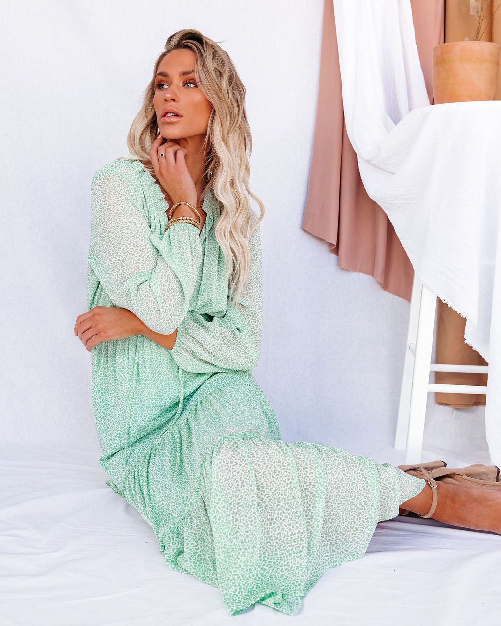 Trinket Leopard Tiered Midi Dress - FINAL SALE sold by Vici product image thumbnail 7