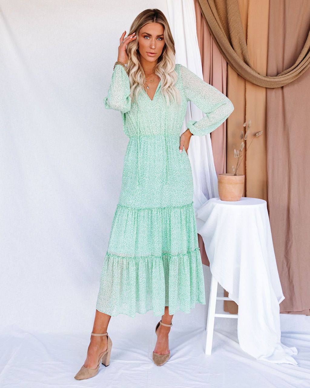 Trinket Leopard Tiered Midi Dress - FINAL SALE sold by Vici product image thumbnail 5