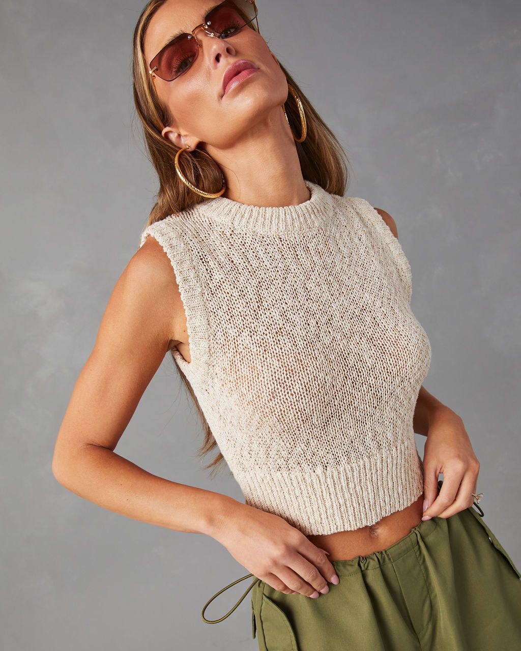 Gianni Sleeveless Sweater Knit Tank - Cream - SALE sold by Vici product image thumbnail 5