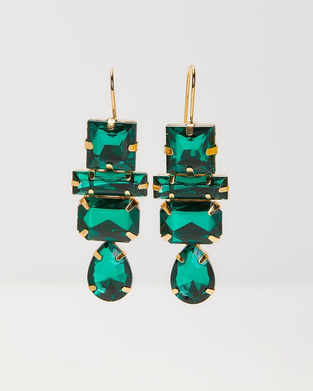 Deco Gem Drop Earrings - Emerald sold by Vici