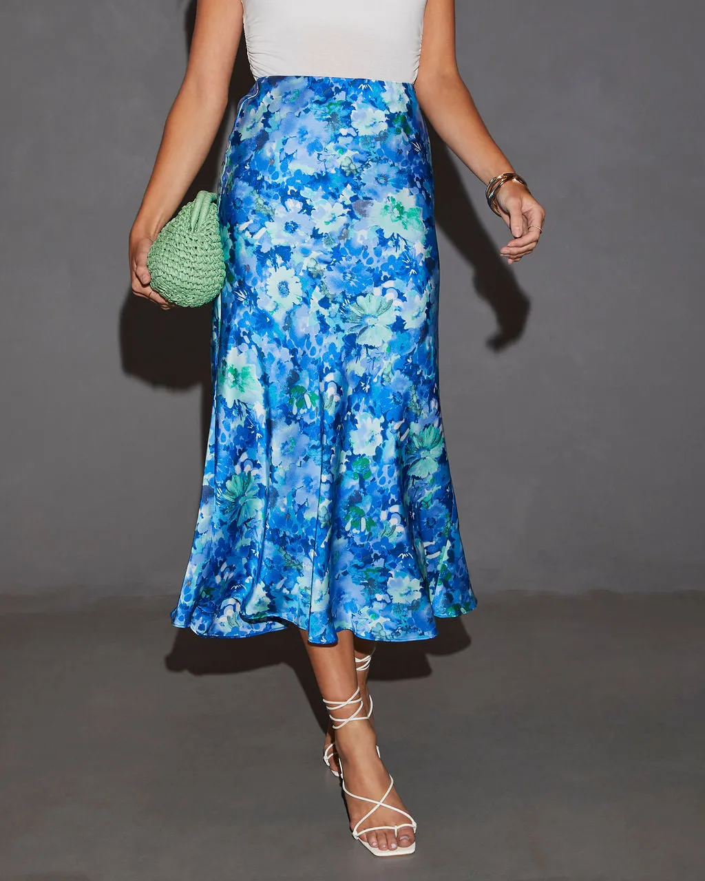 Alicia Floral Print Satin Midi Skirt sold by Vici product image thumbnail 2