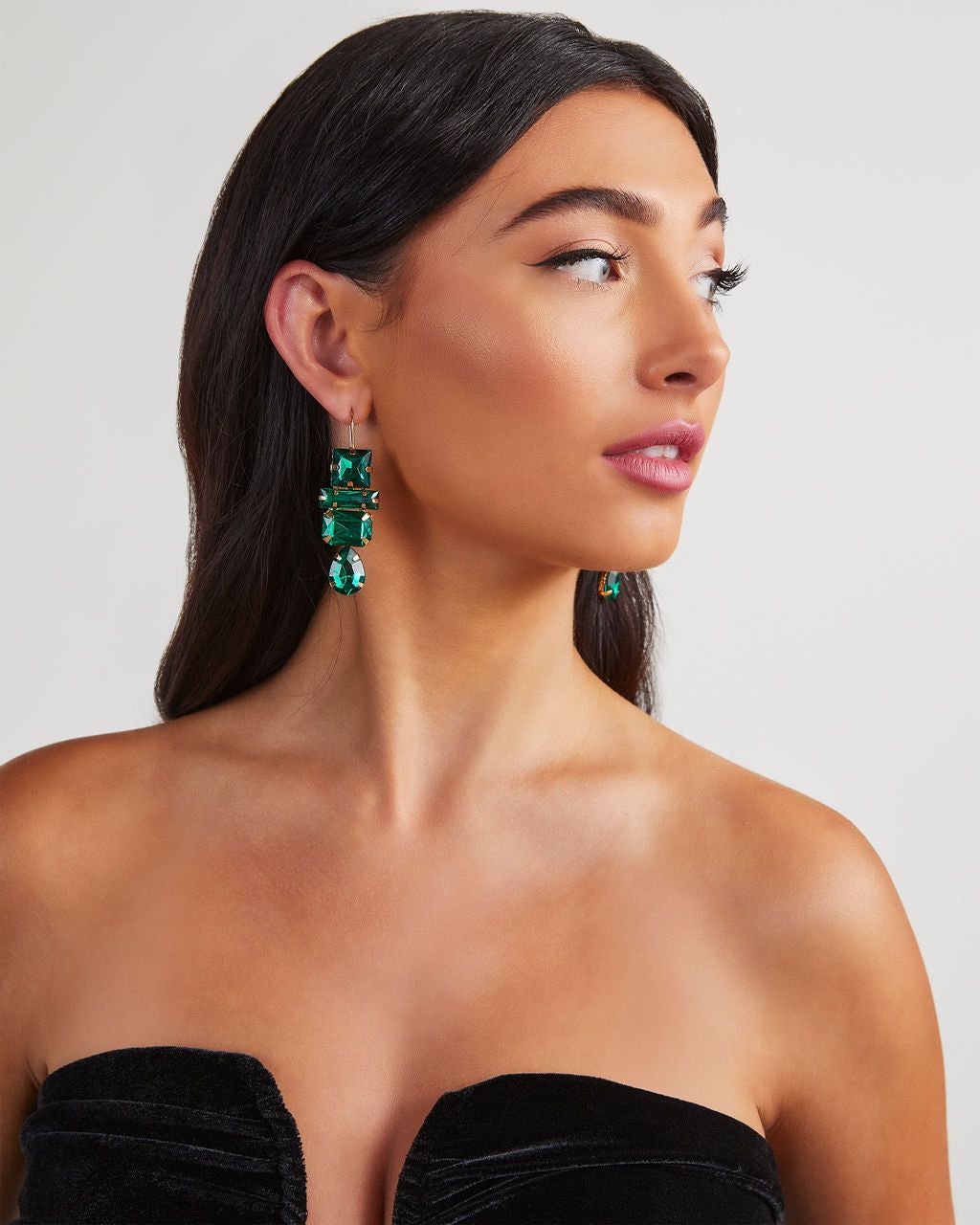 Deco Gem Drop Earrings - Emerald sold by Vici product image thumbnail 2