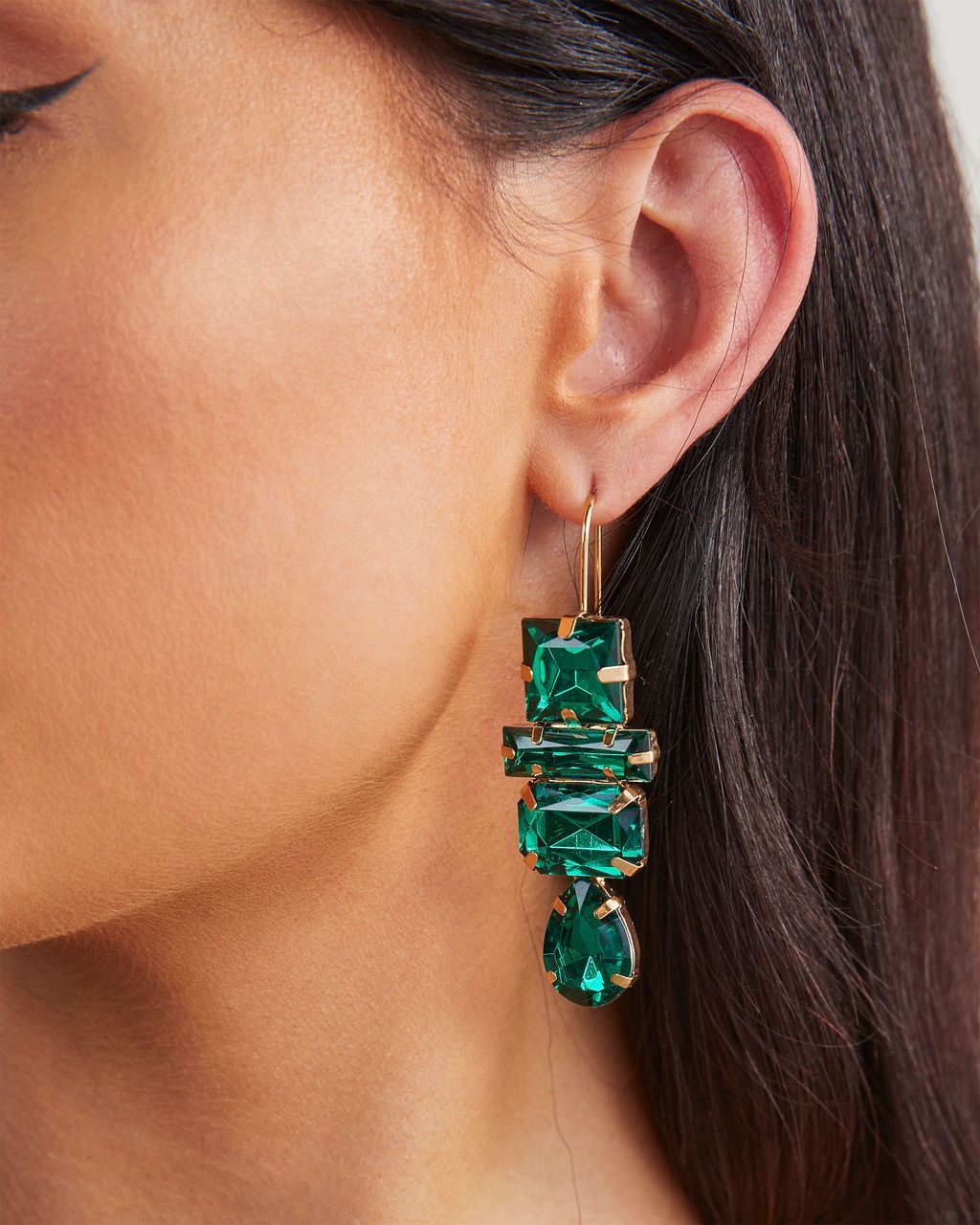Deco Gem Drop Earrings - Emerald sold by Vici product image thumbnail 3
