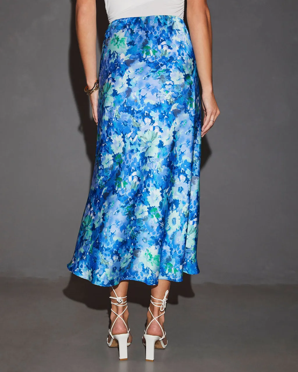 Alicia Floral Print Satin Midi Skirt sold by Vici product image thumbnail 4