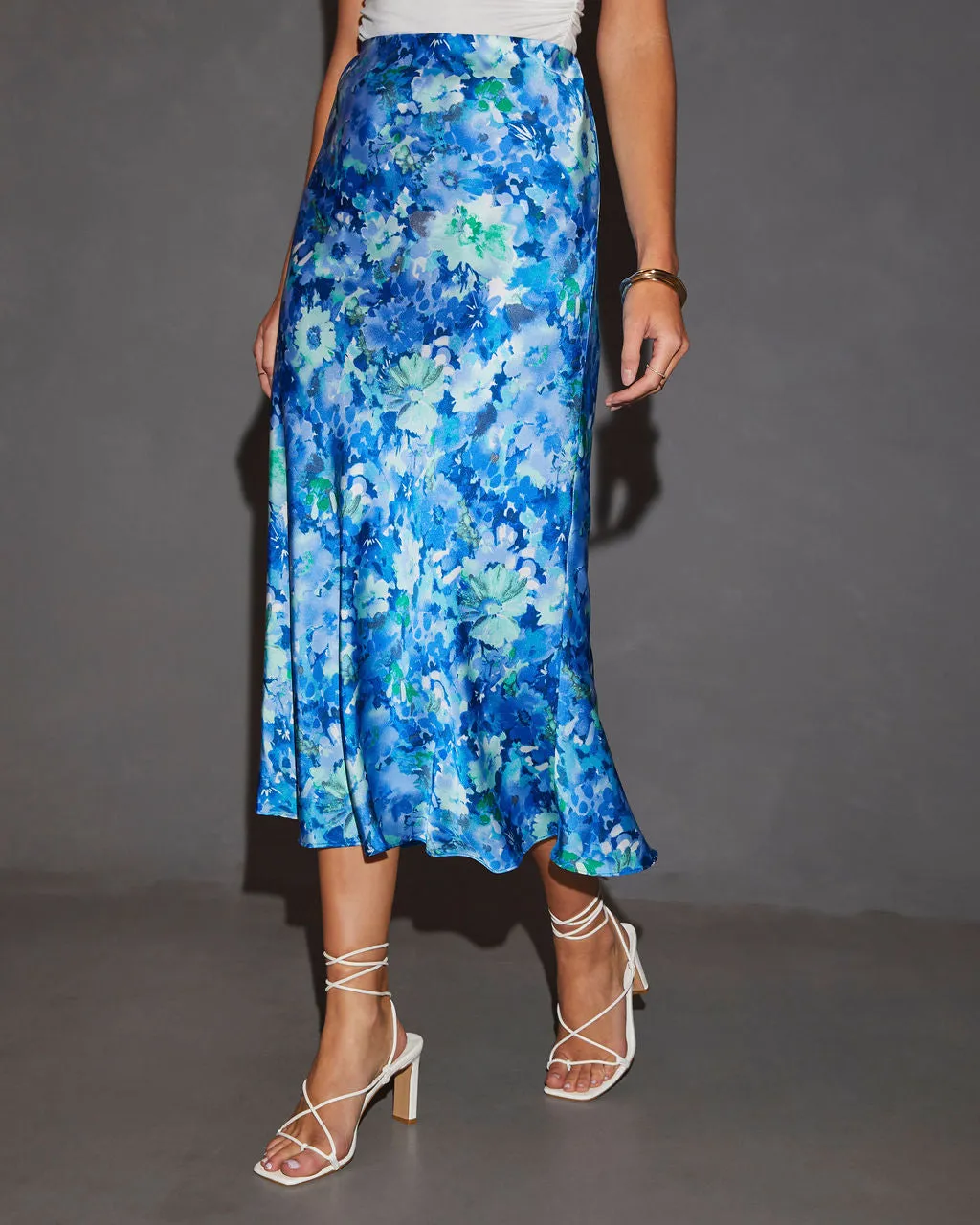 Alicia Floral Print Satin Midi Skirt sold by Vici product image thumbnail 3