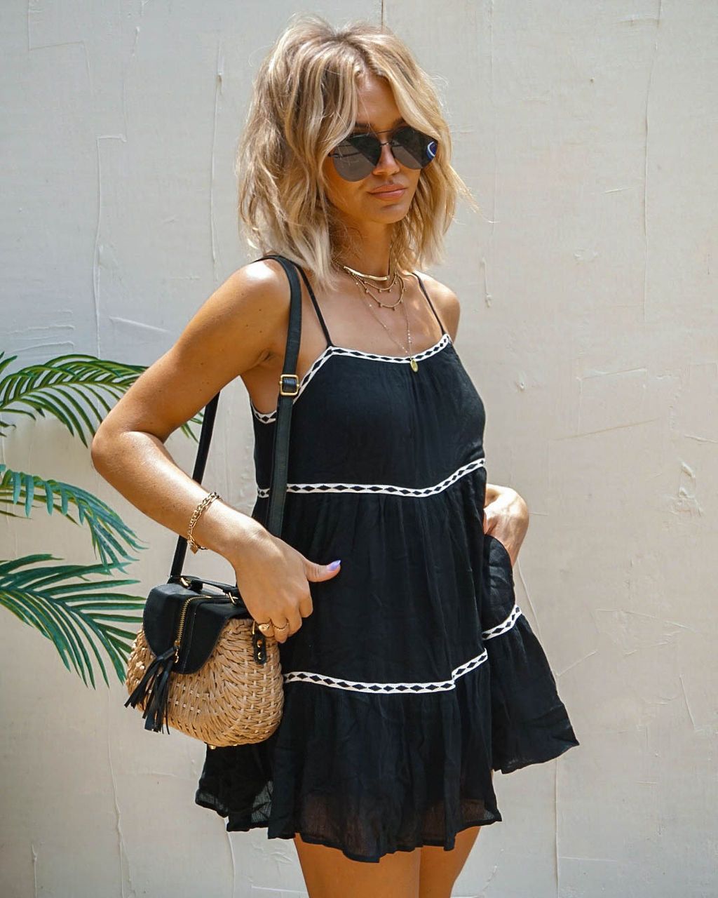 Maggio Pocketed Romper - Black sold by Vici