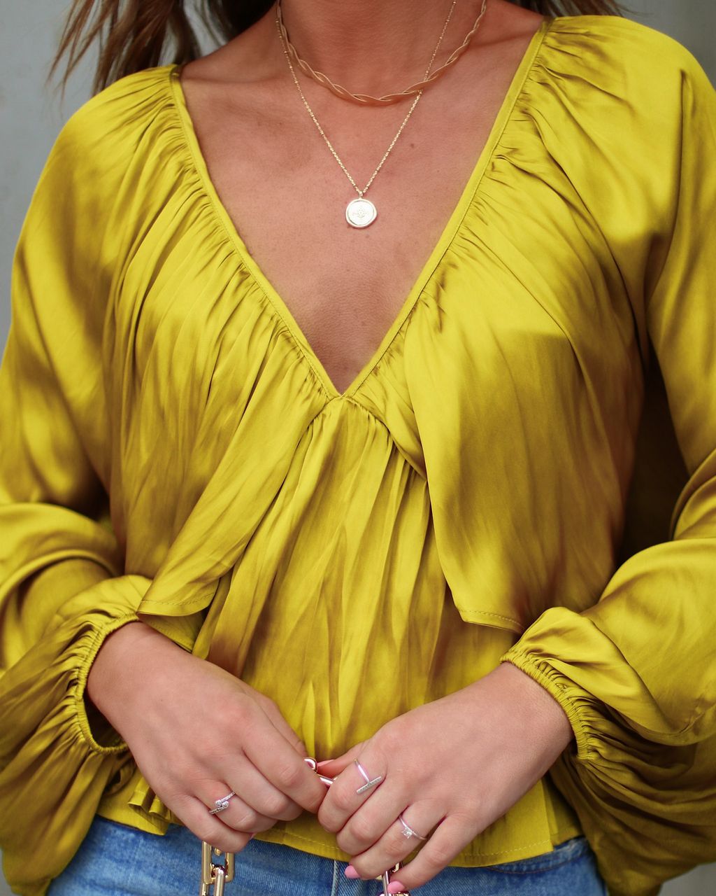 Harlowe Satin Cape Sleeve Top sold by Vici product image thumbnail 2