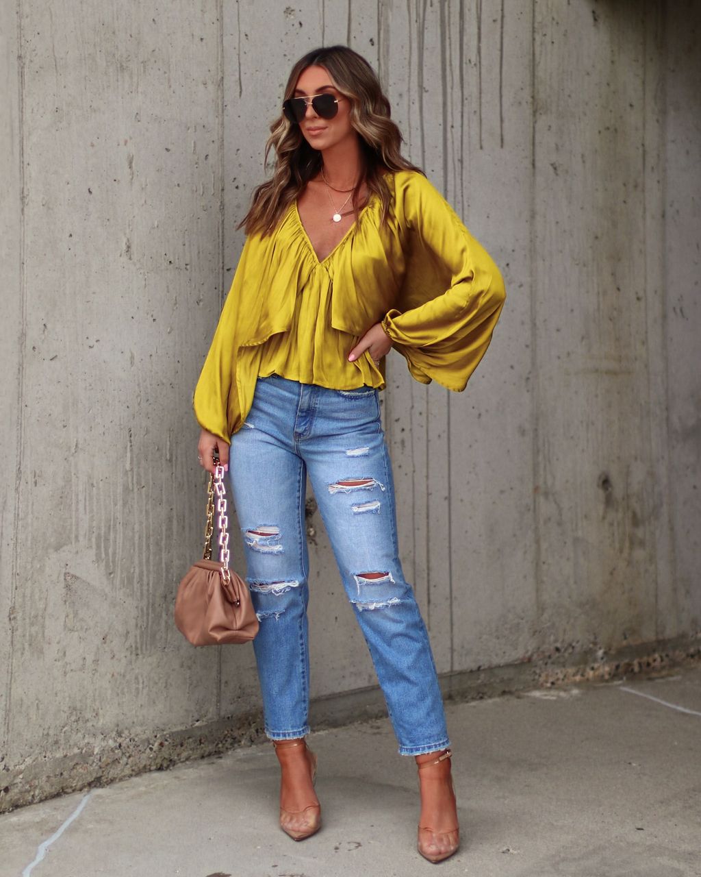 Harlowe Satin Cape Sleeve Top sold by Vici product image thumbnail 3