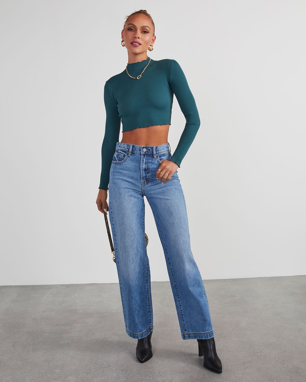 Ramonda Ribbed Knit Long Sleeve Top - Dark Green sold by Vici product image thumbnail 6