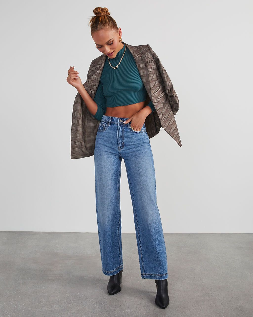 Ramonda Ribbed Knit Long Sleeve Top - Dark Green sold by Vici product image thumbnail 2