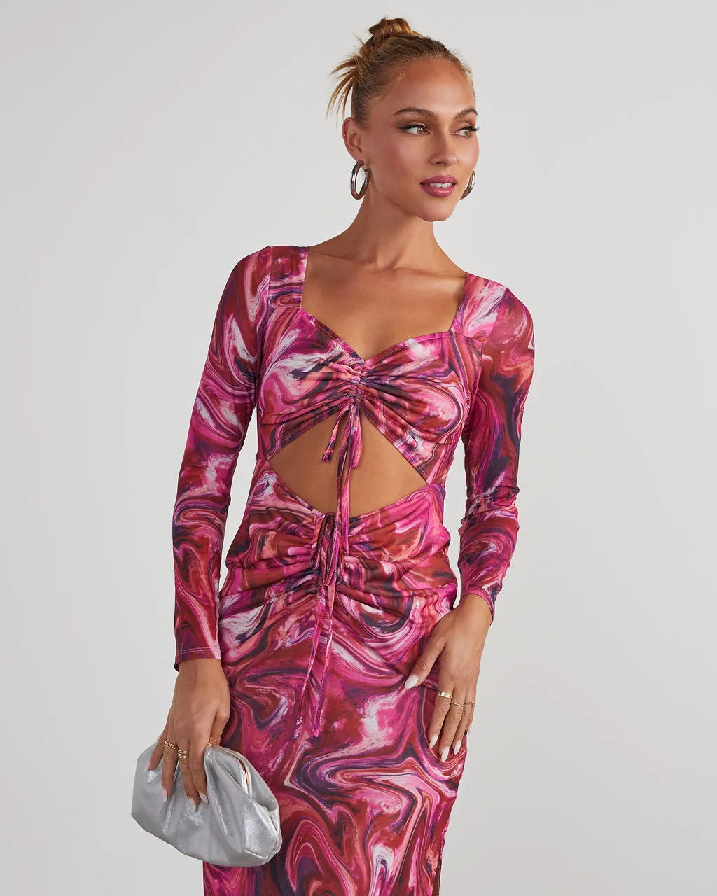 Kismet Printed Mesh Cutout Midi Dress sold by Vici product image thumbnail 2