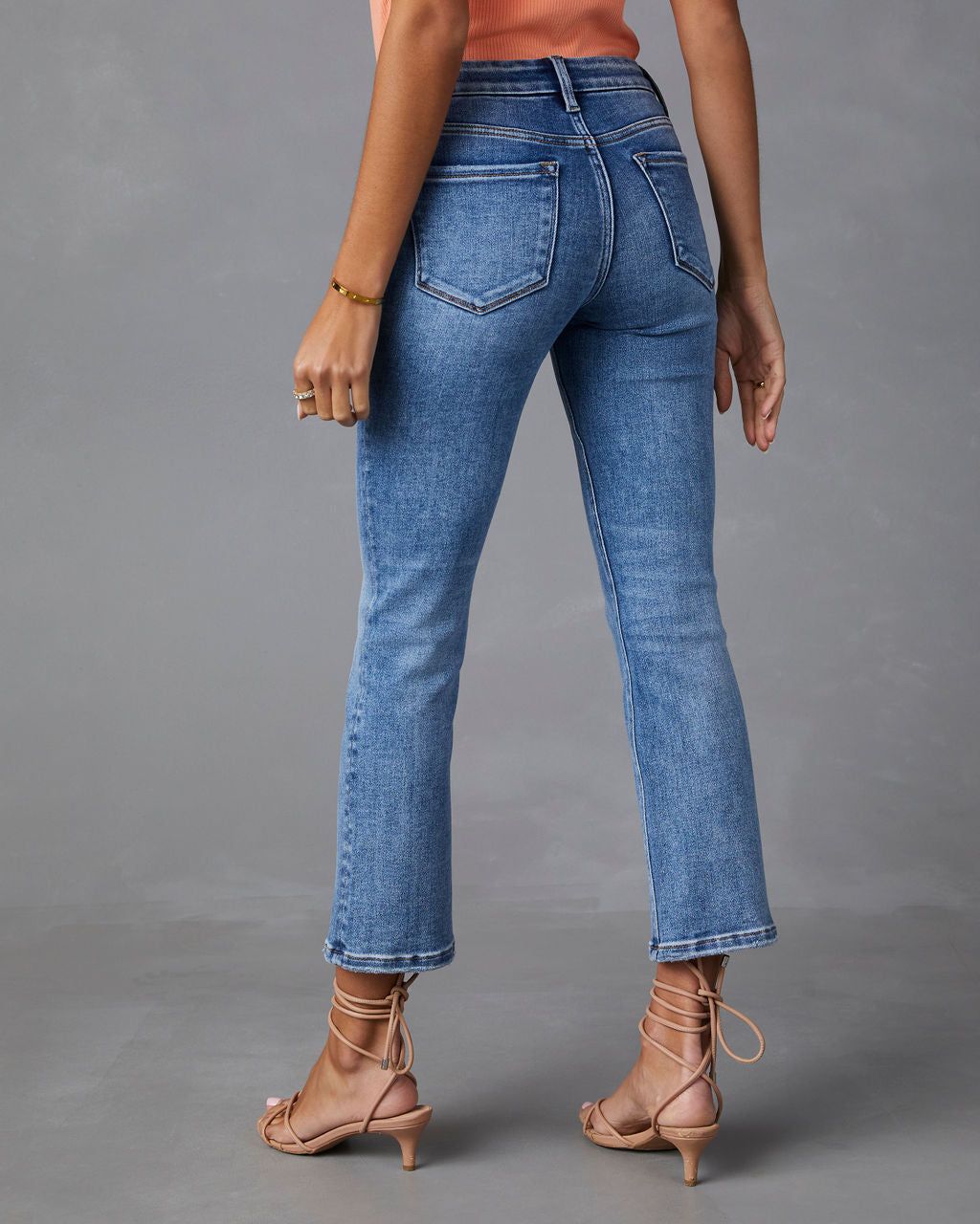May Mid Rise Cropped Flare Jeans - Medium Wash - SALE sold by Vici product image thumbnail 2