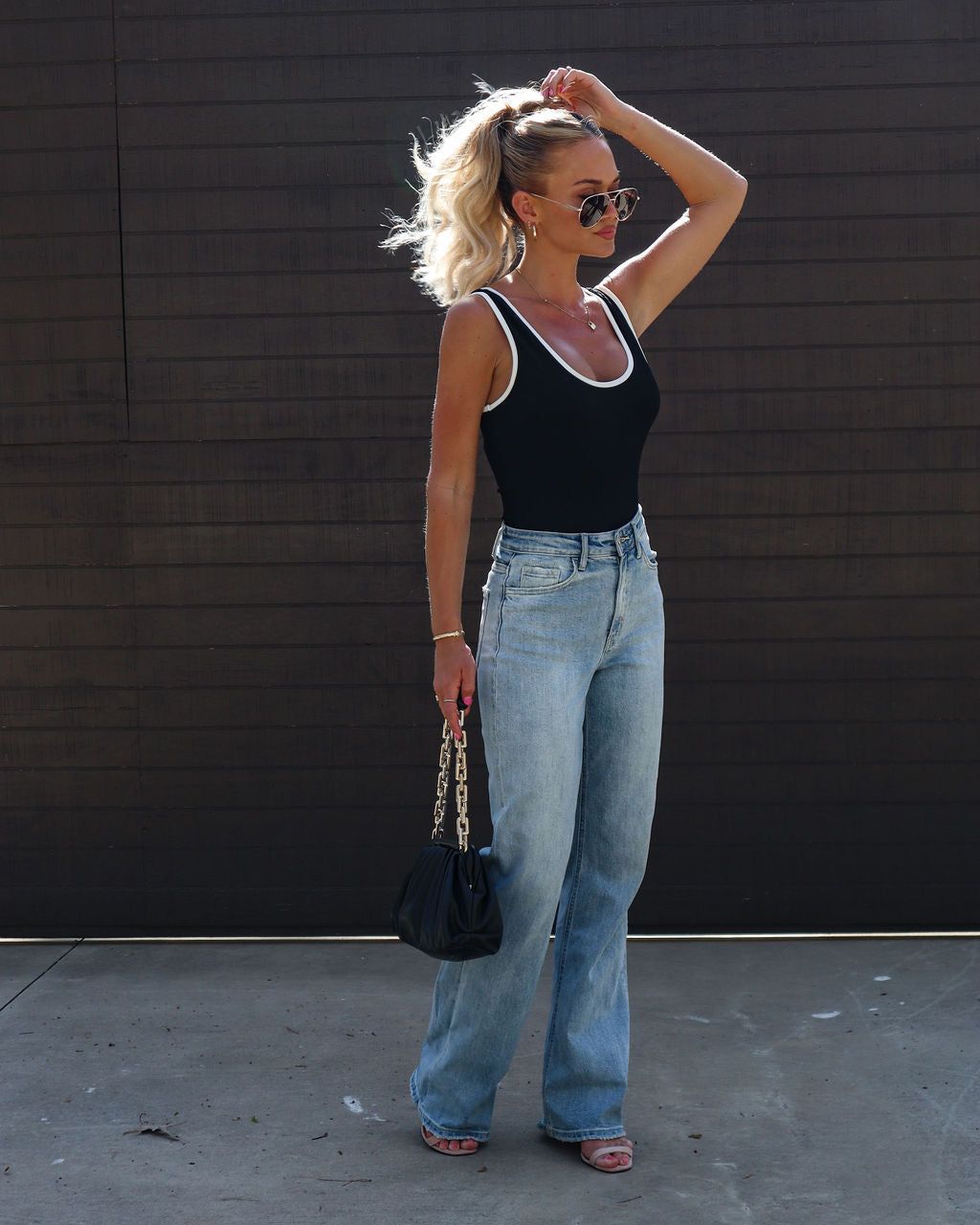 Roz Ribbed Bodysuit - Black/White sold by Vici product image thumbnail 2