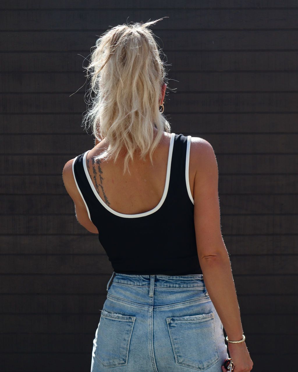 Roz Ribbed Bodysuit - Black/White sold by Vici product image thumbnail 4