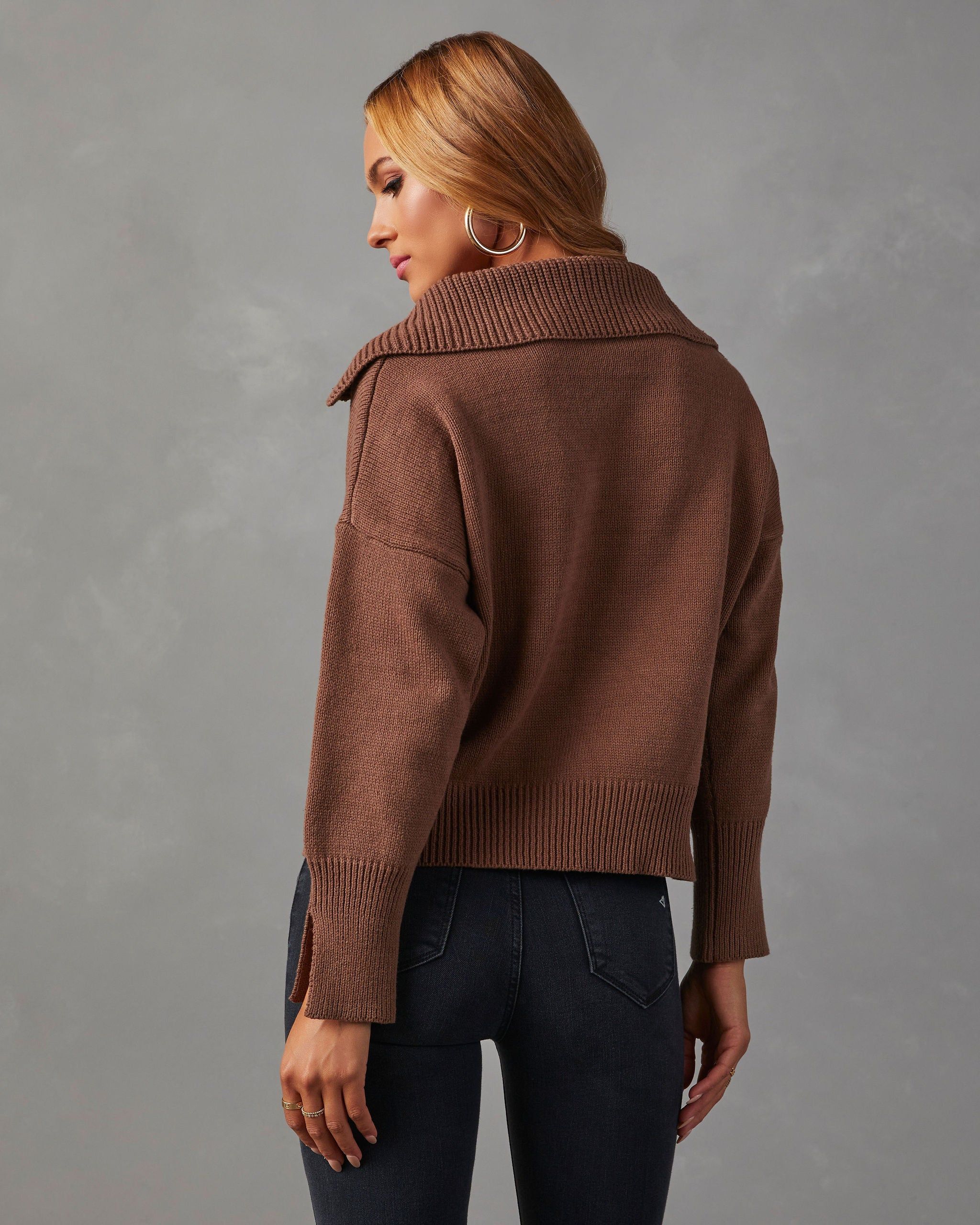 Avaleigh Collared Pullover Sweater - Mocha sold by Vici product image thumbnail 4