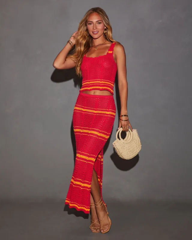 Scarlette Crochet Knit Striped Maxi Skirt sold by Vici