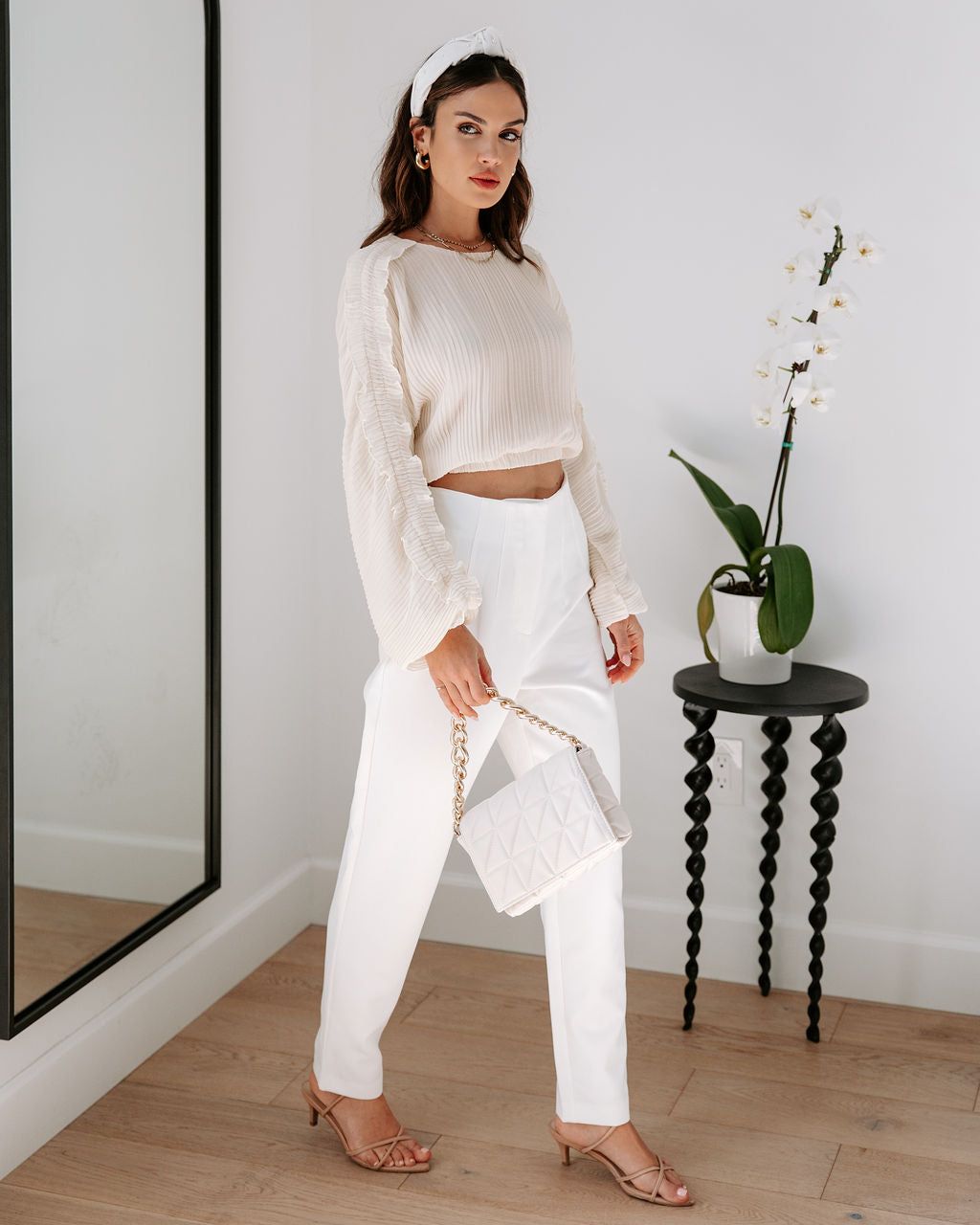 Caitlin Plisse Chiffon Top - Cream - FINAL SALE sold by Vici product image thumbnail 5