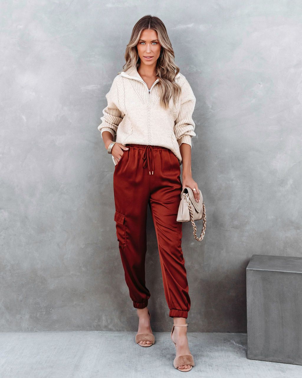 Fall Thrills Cable Knit Half Zip Pullover Sweater sold by Vici product image thumbnail 3