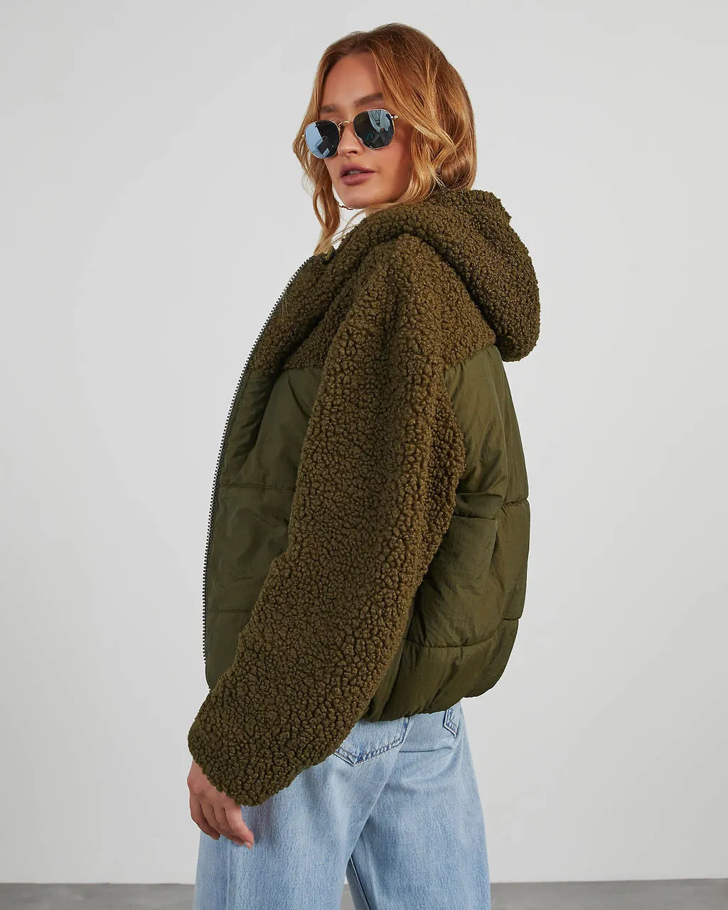 Cabin Vibes Sherpa Contrast Puffer Jacket sold by Vici product image thumbnail 3