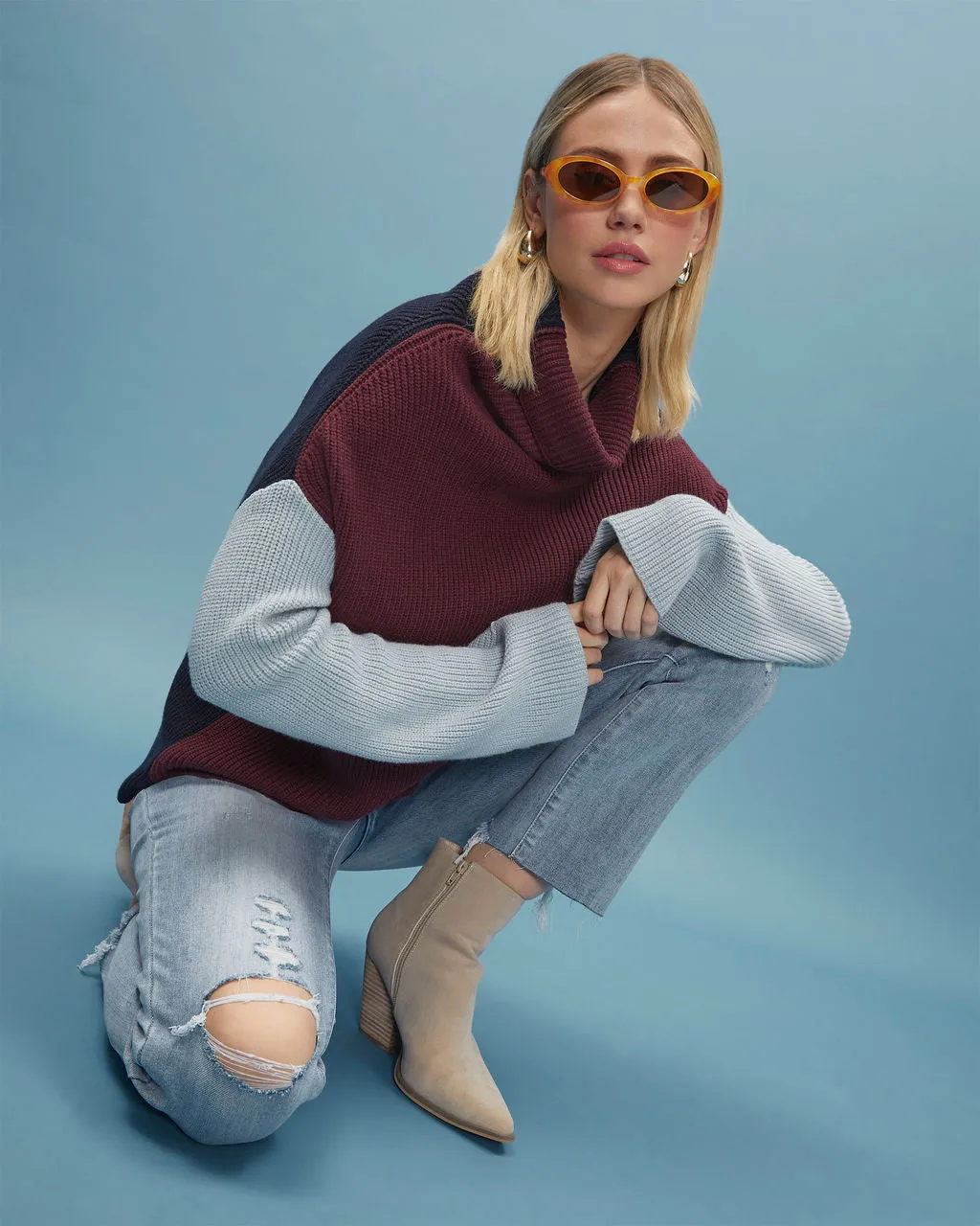 Joyous Occasion Colorblock Turtleneck Sweater sold by Vici product image thumbnail 5