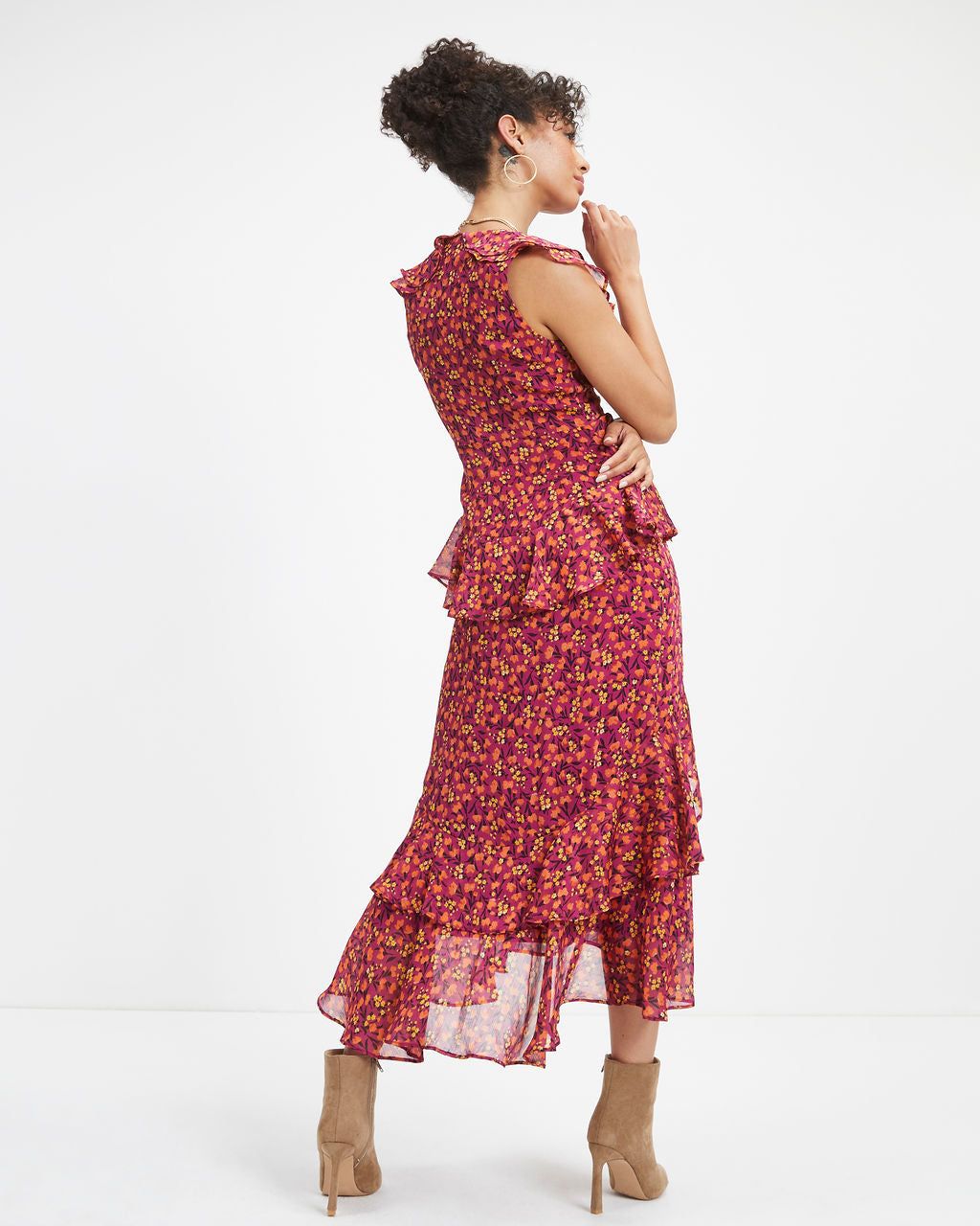 Autumn Wishes Floral Tiered Midi Dress sold by Vici product image thumbnail 4