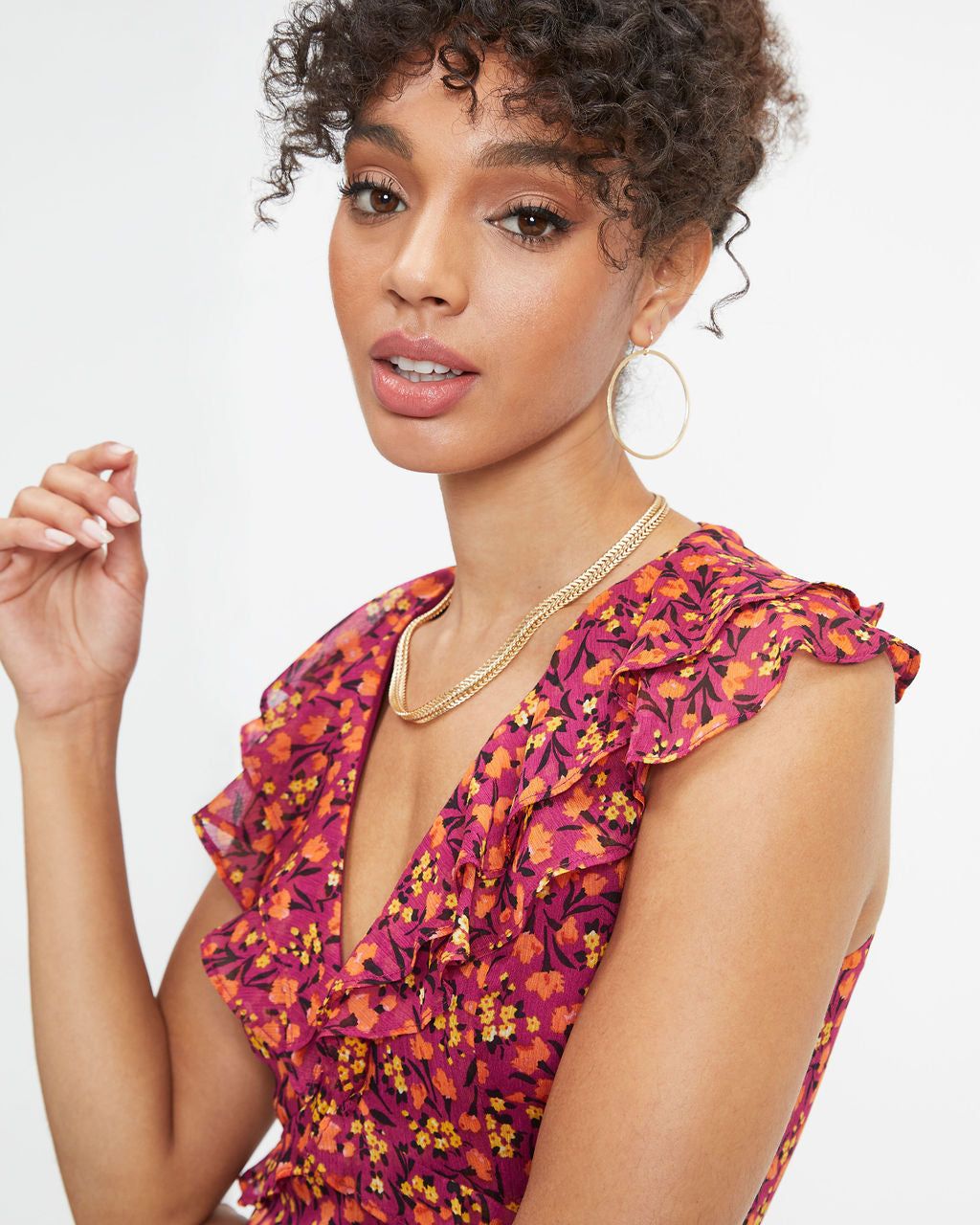 Autumn Wishes Floral Tiered Midi Dress sold by Vici product image thumbnail 2