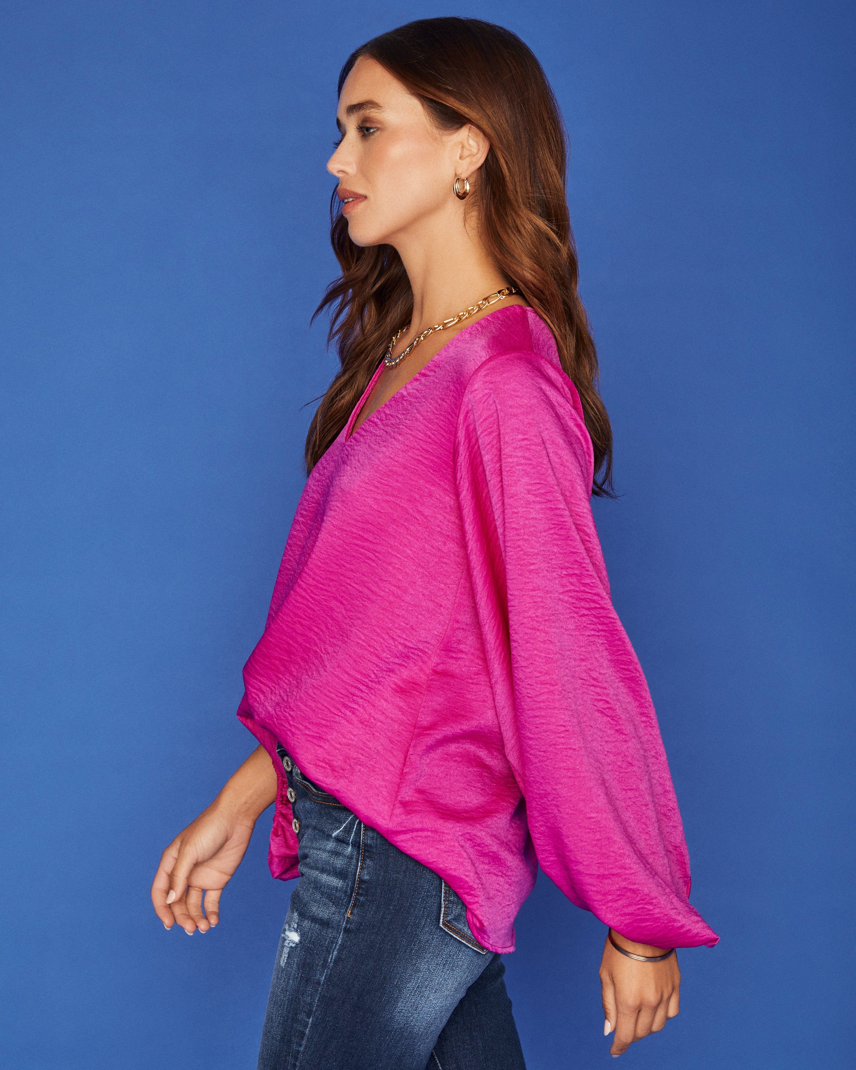 Vada Balloon Sleeve Blouse - Fuchsia - FINAL SALE sold by Vici product image thumbnail 7