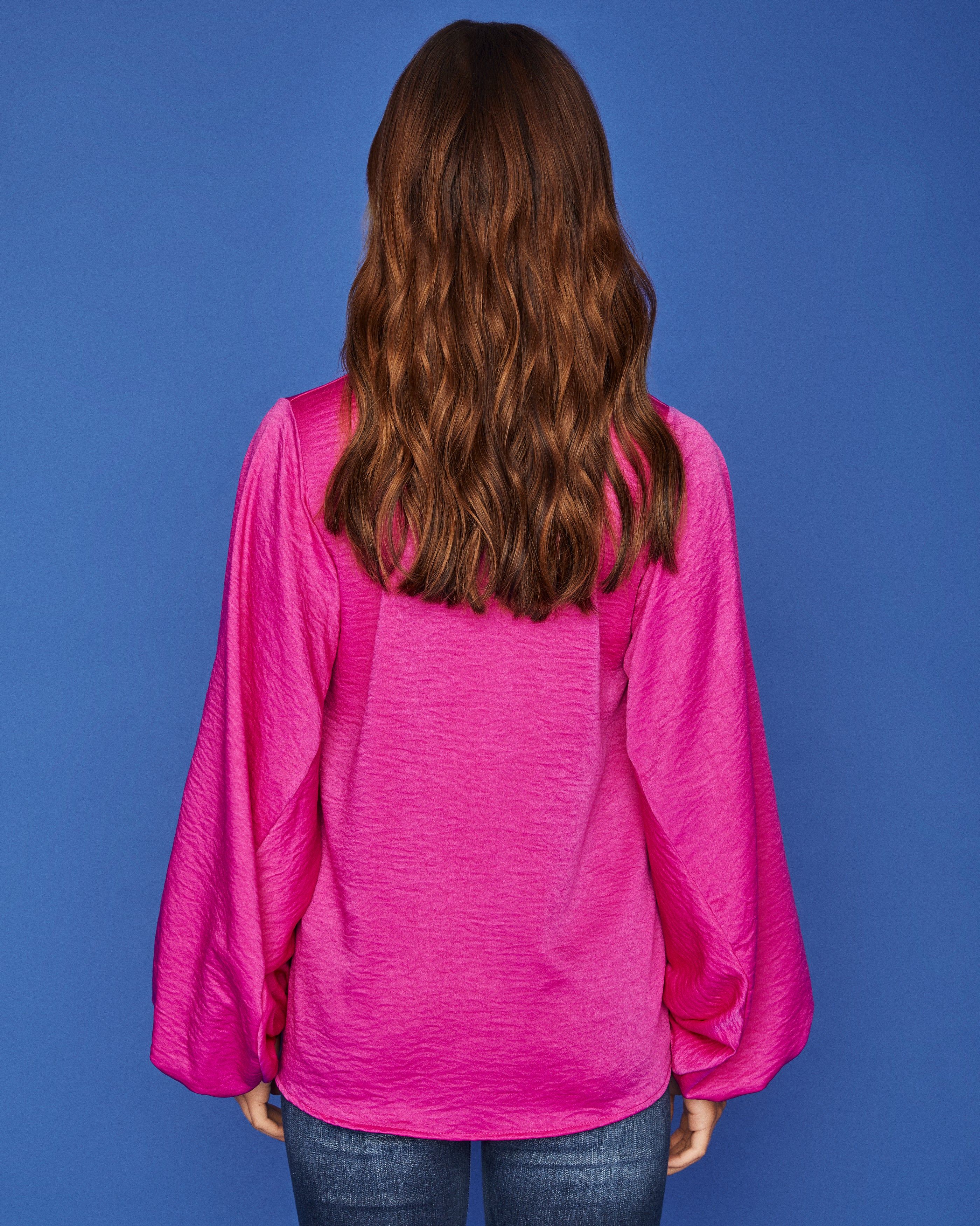 Vada Balloon Sleeve Blouse - Fuchsia - FINAL SALE sold by Vici product image thumbnail 3