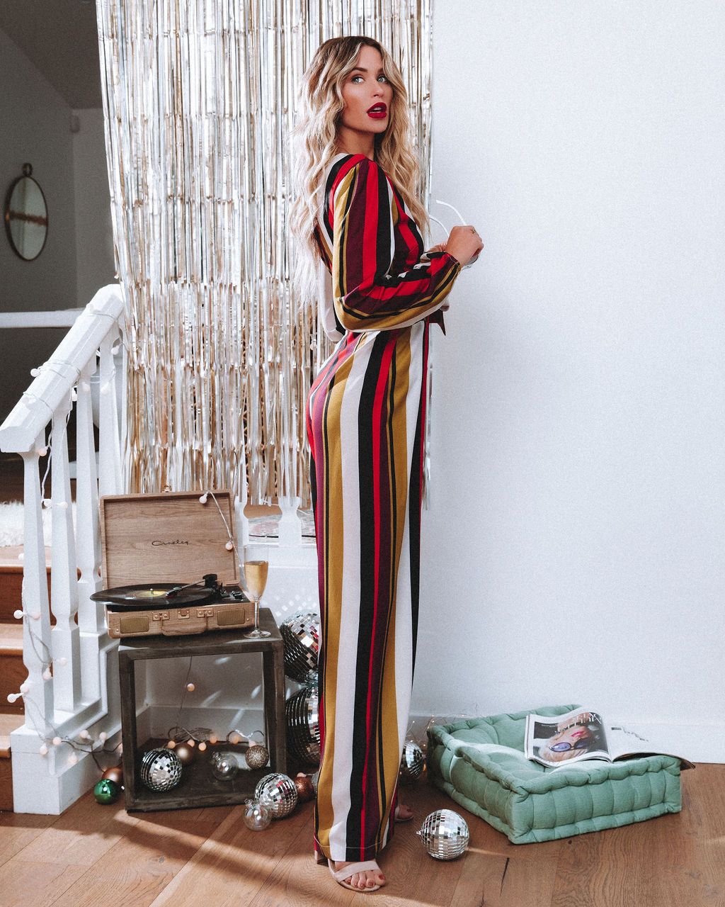 Prunella Striped Tie Front Cutout Jumpsuit - FINAL SALE sold by Vici product image thumbnail 3