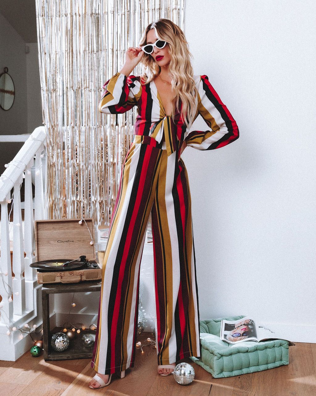 Prunella Striped Tie Front Cutout Jumpsuit - FINAL SALE sold by Vici product image thumbnail 8
