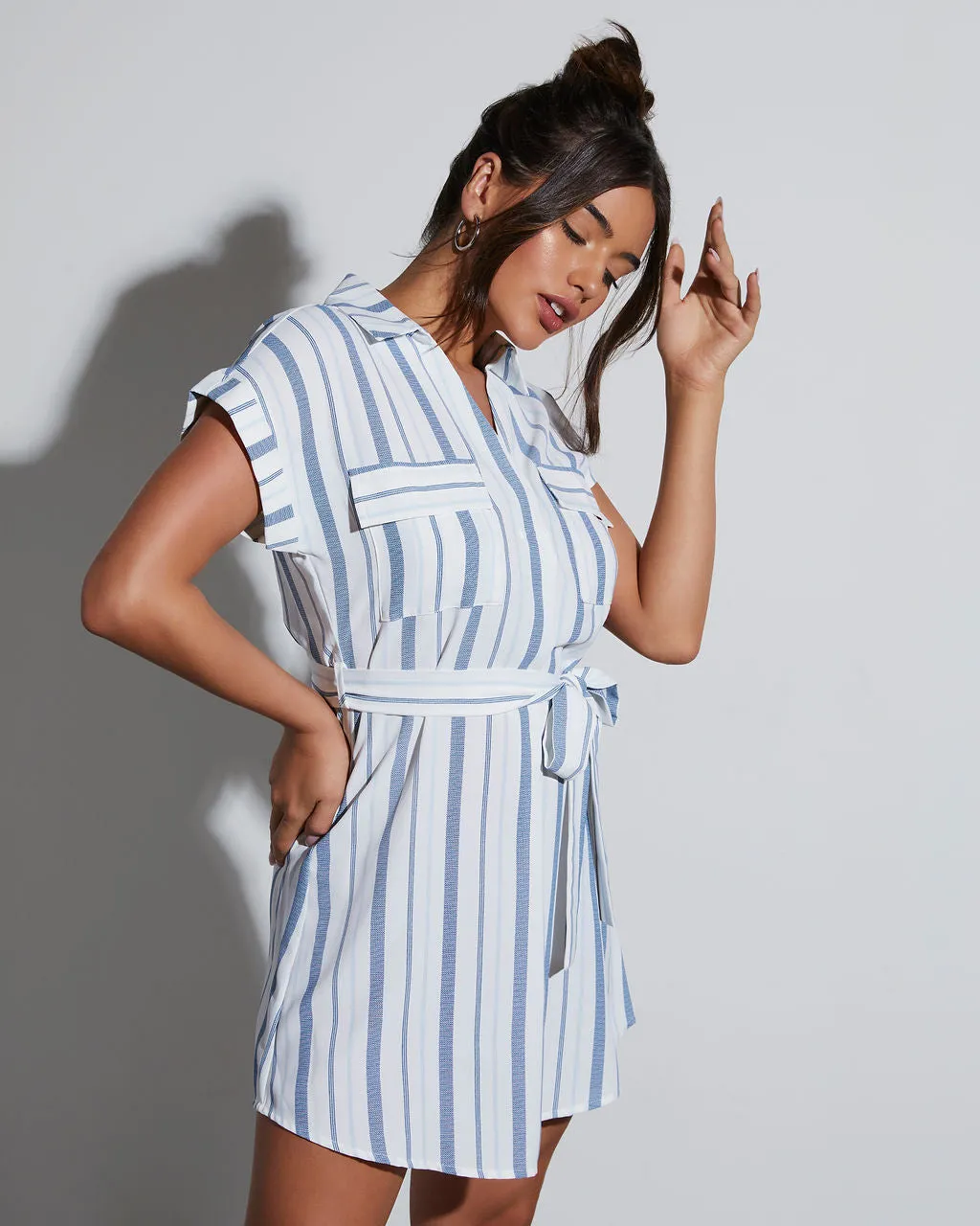 Sea Breeze Tie Waist Mini Dress sold by Vici product image thumbnail 3