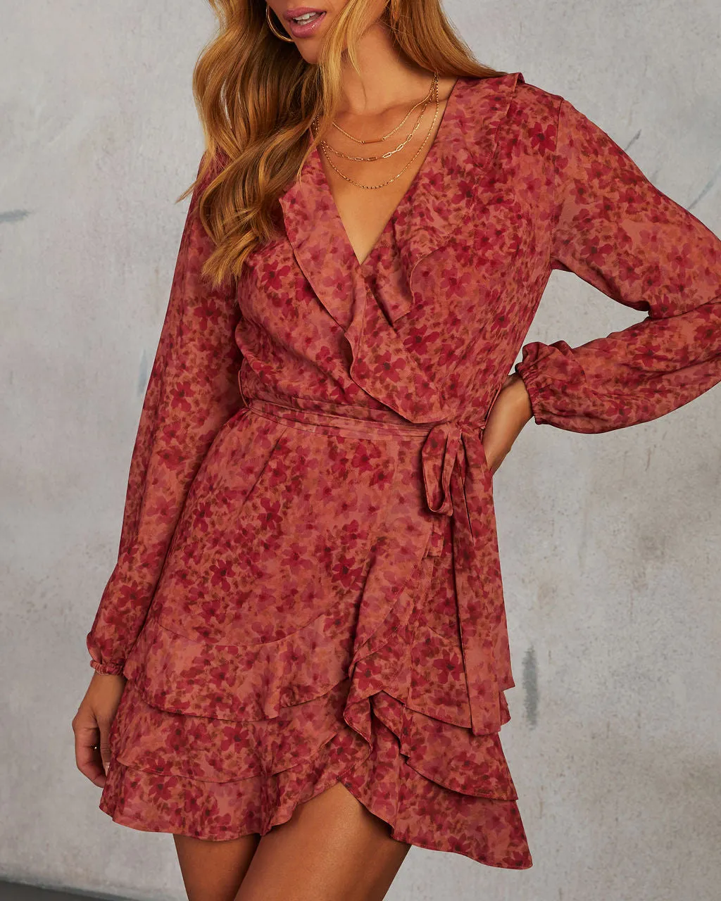 Sammie Floral Wrap Mini Dress sold by Vici product image thumbnail 2