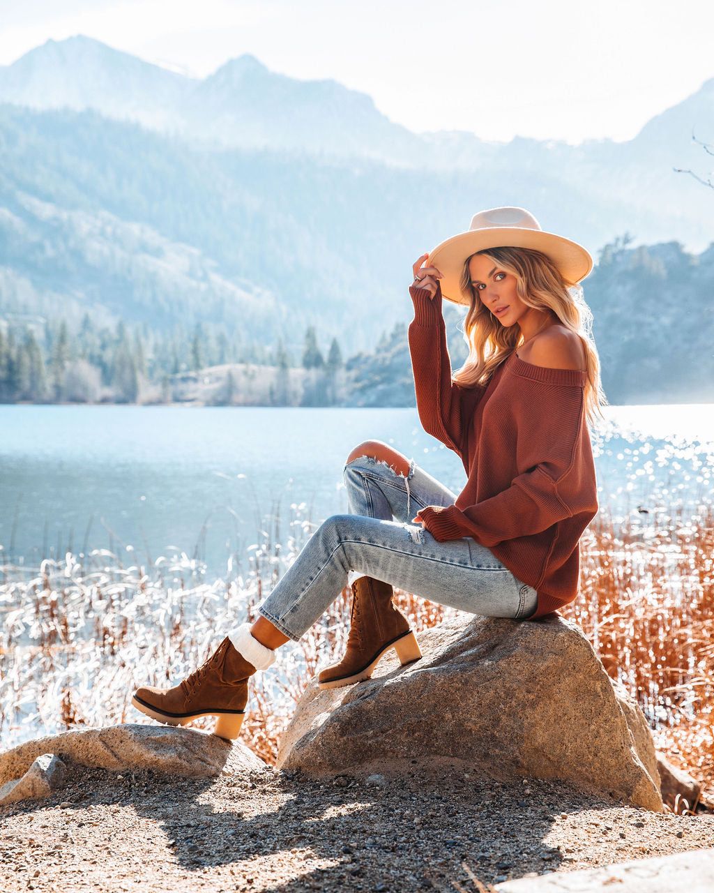 Bonnie Cotton Relaxed Knit Sweater - Camel - FINAL SALE sold by Vici product image thumbnail 6