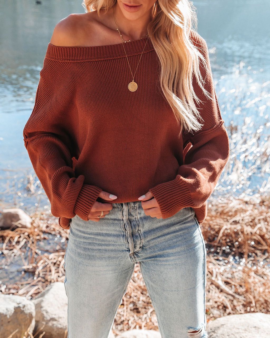 Bonnie Cotton Relaxed Knit Sweater - Camel - FINAL SALE sold by Vici product image thumbnail 5