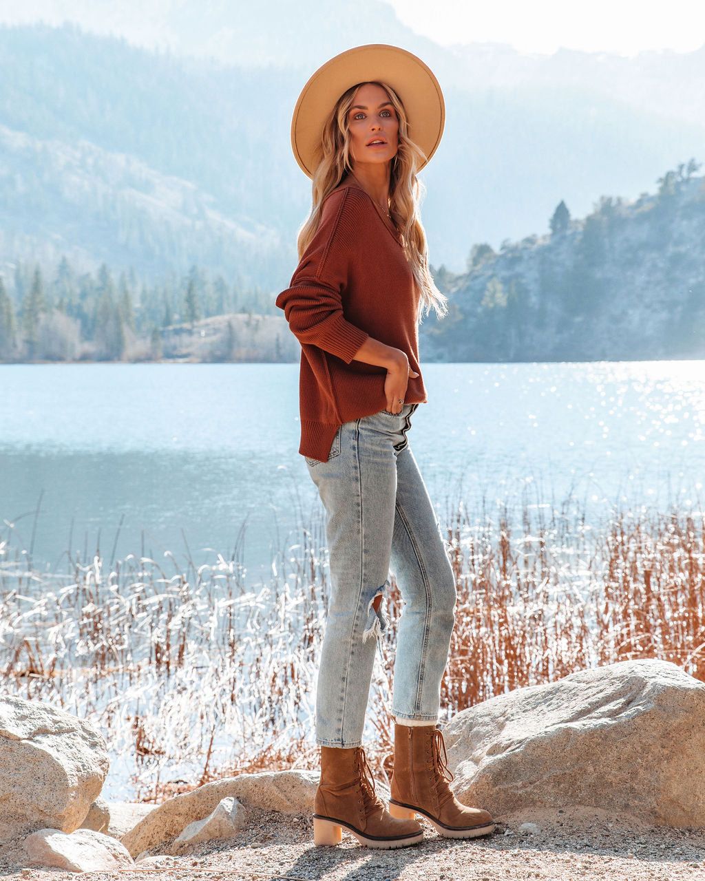 Bonnie Cotton Relaxed Knit Sweater - Camel - FINAL SALE sold by Vici product image thumbnail 7