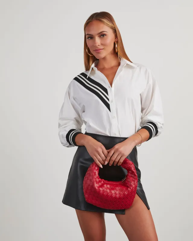 Hastings Varsity Stripe Button Down Top sold by Vici