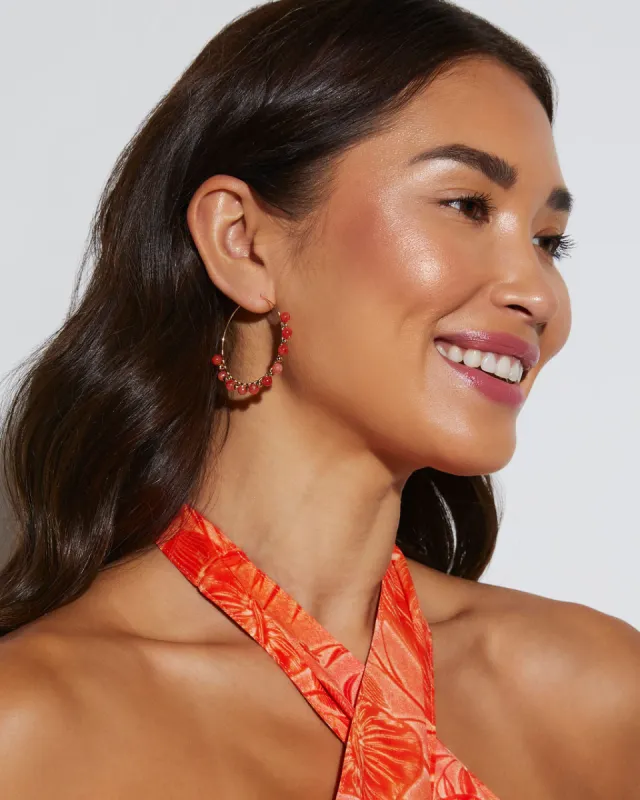 Lizzy Beaded Hoop Earrings sold by Vici