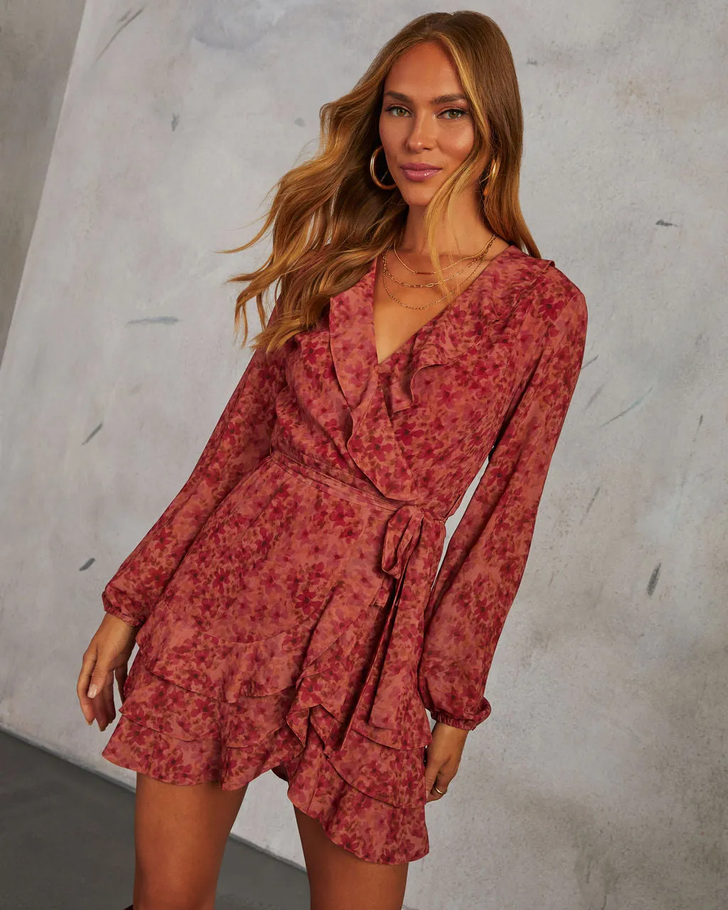 Sammie Floral Wrap Mini Dress sold by Vici product image thumbnail 5