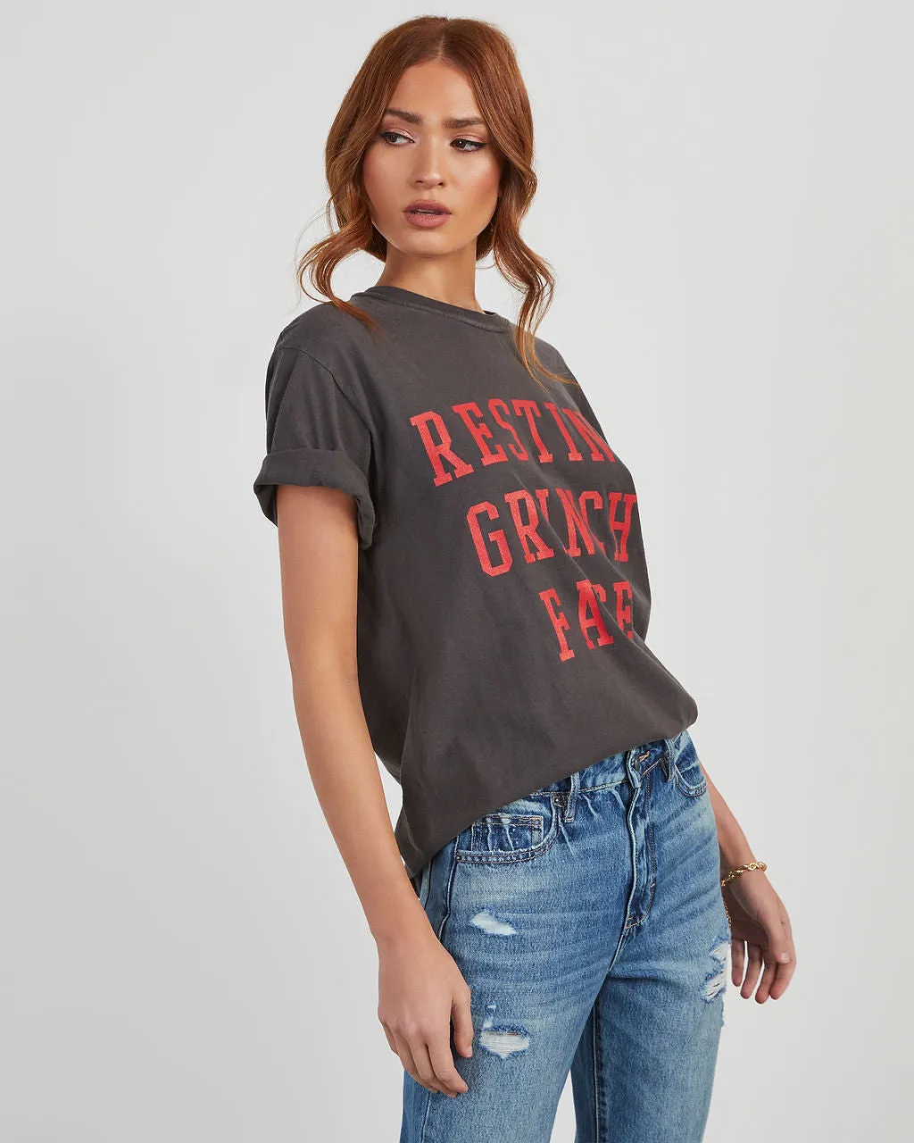 Resting Grinch Face Cotton Tee sold by Vici product image thumbnail 4