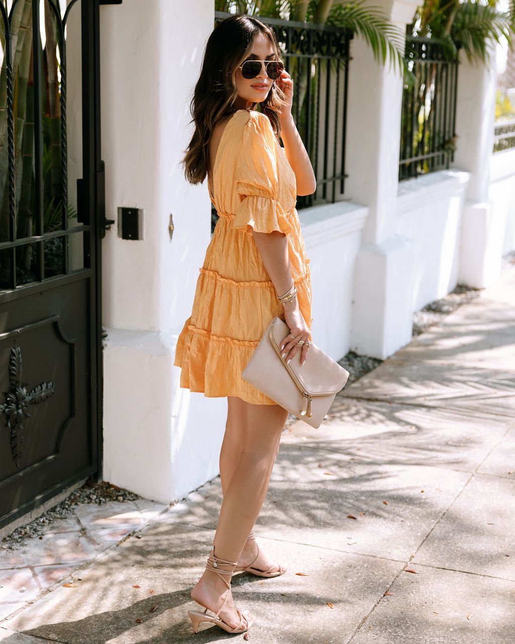 Sana Puff Sleeve Babydoll Dress - Tangerine - FINAL SALE sold by Vici product image thumbnail 5