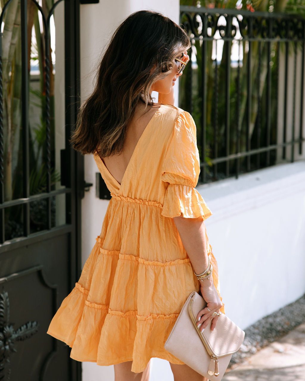 Sana Puff Sleeve Babydoll Dress - Tangerine - FINAL SALE sold by Vici product image thumbnail 4