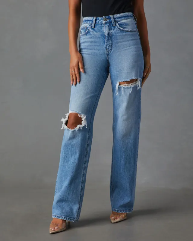 Sequoia Stretch Distressed Straight Leg Jeans sold by Vici