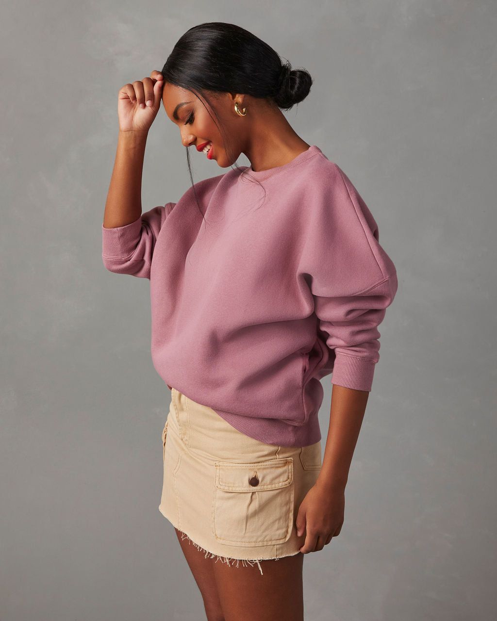 Alden Oversized Crew Neck Sweatshirt - Dusty Purple sold by Vici product image thumbnail 3