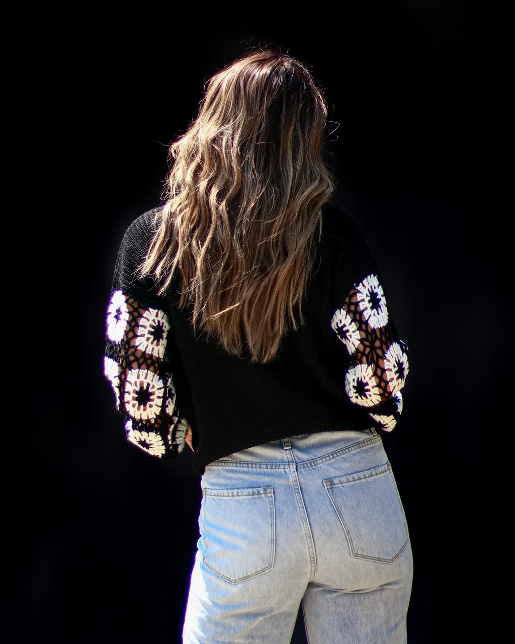 Dark Daisies Crochet Pullover Sweater sold by Vici product image thumbnail 4