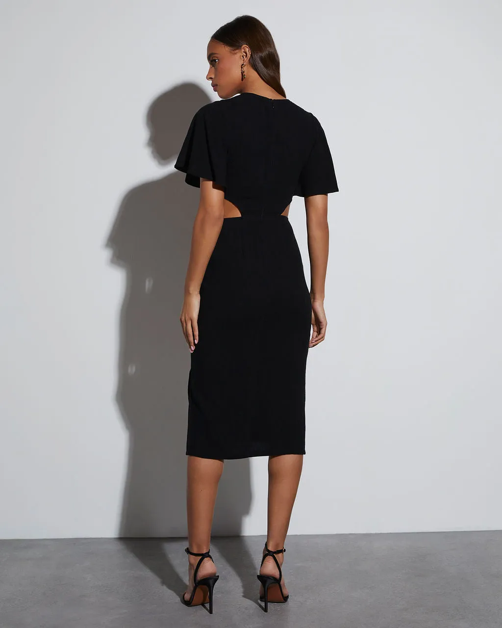 Jenner Linen Blend Tie Front Cutout Midi Dress sold by Vici product image thumbnail 3